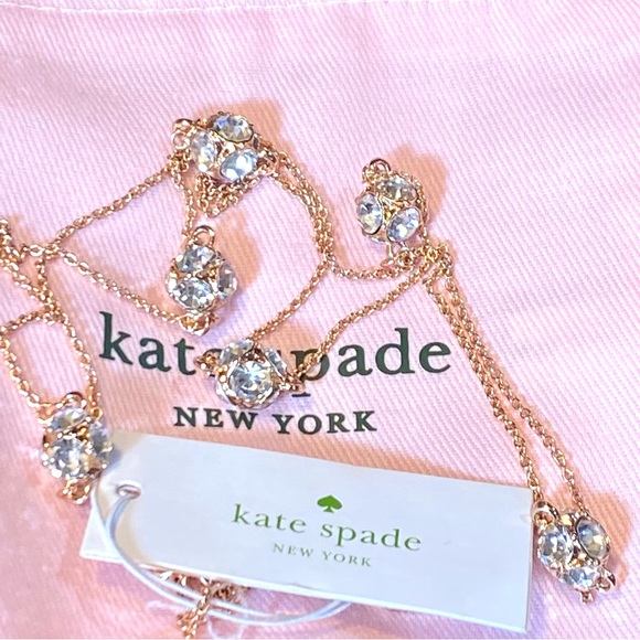 KATE SPADE NEW YORK LADY MARMALADE GOLD RHINESTONE SCATTER STATION NECKLACE - Picture 4 of 15